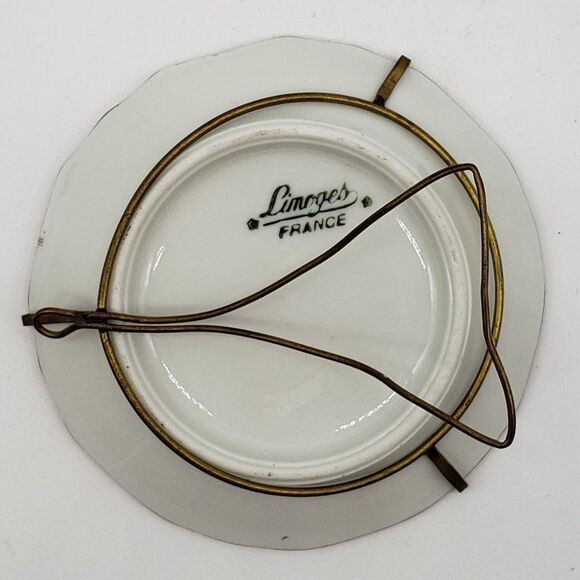 Limoges France Porcelain Baby Blue Gold Floral Gilt Romantic Couple Mini Plate - Picture 3 of 7